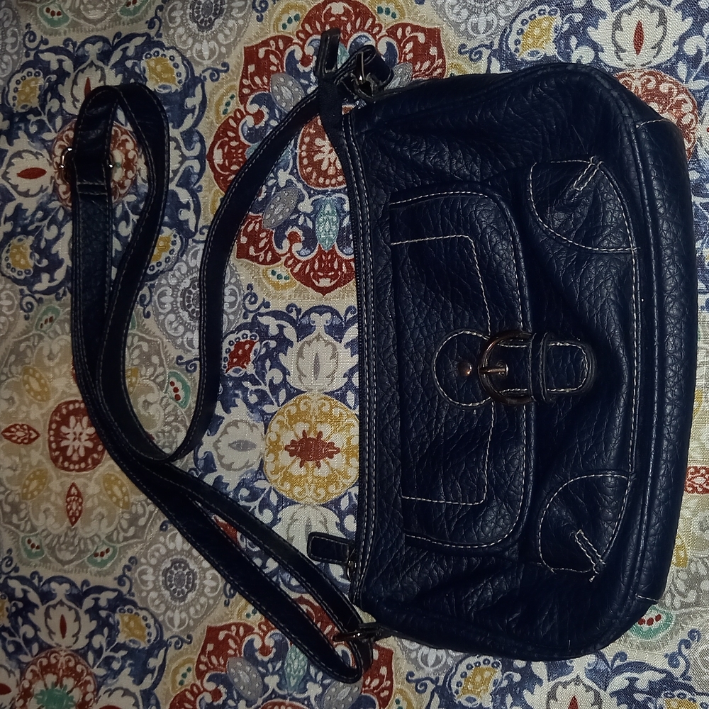 Blue faux leather purse